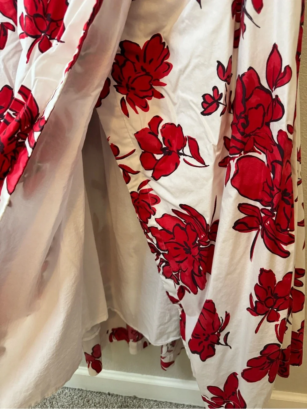 Abercrombie & Fitch One Shoulder Cutout Floral Maxi Dress Red White Size XL